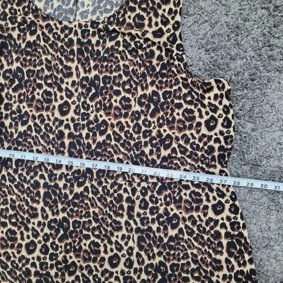 Ellos Plus Size 3X Fit And Flare Knit Pullover Leopard Dress Sleeveless Stretchy - Picture 8 of 10